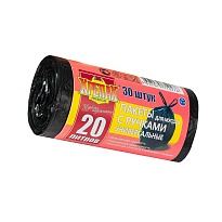 Мешки для мусора 20 л, с ручками, черные, в рулоне 30 шт., ПНД, 10 мкм, 550х440 мм, Крепак, 4607075710276 в Нижнем Тагиле Мешки для мусора 20 л, с ручками, черные, в рулоне 30 шт., ПНД, 10 мкм, 550х440 мм, Крепак, 4607075710276 в Нижнем Тагиле