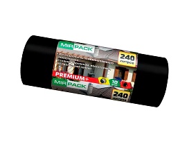 Мешки для мусора 240 л, ароматизированные, черные, в рулоне 10 шт., ПВД 45 мкм, 1300х930 мм, PREMIUM+, 24010830 в Нижнем Тагиле