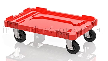 Тележка пластиковая сплошная без тормозов красная в Нижнем Тагиле