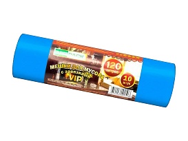 Мешки для мусора 120 л, с завязками, синие, в рулоне 10 шт., ПНД, 15 мкм, 800х750 мм, VIP, Z12010blue в Нижнем Тагиле