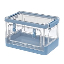 Ящик пластиковый складной прозрачный, дно синее, 360х235х230 мм, с колесиками в Нижнем Тагиле