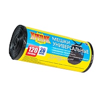Мешки для мусора 120 л, черные, в рулоне 20 шт., ПНД, 15 мкм, 1100х700 мм, Крепак, 4607075710207 в Нижнем Тагиле