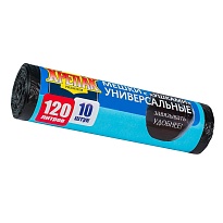 Мешки для мусора 120 л, с ушками, черные, в рулоне 10 шт., ПНД, 15 мкм, 1100х700 мм, Крепак, 4607075710474 в Нижнем Тагиле