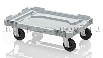 Тележка пластиковая сплошная без тормозов усиленная серая в Нижнем Тагиле