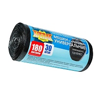 Мешки для мусора 180 л, с ушками, черные, в рулоне 30 шт., ПНД, 20 мкм, 1150х800 мм, Крепак, 4607075710399 в Нижнем Тагиле