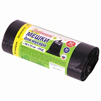 Мешки для мусора 30 л, черные, в рулоне 30 шт., ПНД, 7 мкм, 550х480 мм, Любаша, 608089 в Нижнем Тагиле