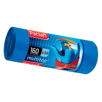 Мешки для мусора 160 л, с ушками, синие, в рулоне 10 шт., ПВД, 30 мкм, 1250х900 мм, PACLAN Multitop, 604064 в Нижнем Тагиле