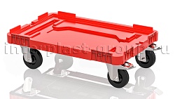 Тележка пластиковая сплошная 2 колеса с тормозом усиленная красная