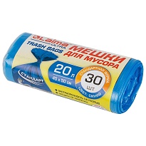 Мешки для мусора 20 л, синие, в рулоне 30 шт., ПНД, 8 мкм, 500х450 мм, LAIMA, 607682 в Нижнем Тагиле
