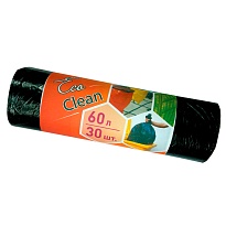 Мешки для мусора 60 л, черные, в рулоне 30 шт., ПНД, 6 мкм, 640х580 мм, Концепция Быта EcoClean, 603890 в Нижнем Тагиле