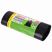 ММешки для мусора 60 л, черные, в рулоне 20 шт., ПНД, 8 мкм, 650х580 мм, Любаша, 608092 в Нижнем Тагиле