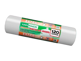 Мешки для мусора 120 л, белые, в рулоне 10 шт., ПНД, 14 мкм, 1100х700 мм, EXTRA, ex1201803 в Нижнем Тагиле