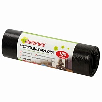 Мешки для мусора 180 л, черные, в рулоне 10 шт., ПВД, 24 мкм, 1060х800 мм, Любаша, 605336 в Нижнем Тагиле