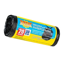 Мешки для мусора 20 л, черные, в рулоне 30 шт., ПНД, 10 мкм, 550х440 мм, Крепак, 4607075710092 в Нижнем Тагиле Мешки для мусора 20 л, черные, в рулоне 30 шт., ПНД, 10 мкм, 550х440 мм, Крепак, 4607075710092 в Нижнем Тагиле